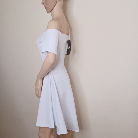 Sarin Mathews Womens Small Off The Shoulder High Low Cocktail Skater Dress - Picture 11 of 12